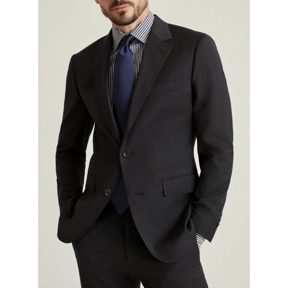 Bonobos Charcoal Gray Black Jetsetter Wool Athletic Fit Blazer Sz 40L